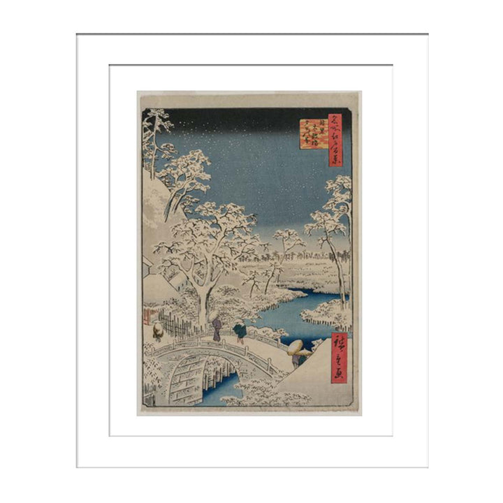 Drum bridge and Setting Sun Hill at Meguro from the series 100 Views of Edo Painting