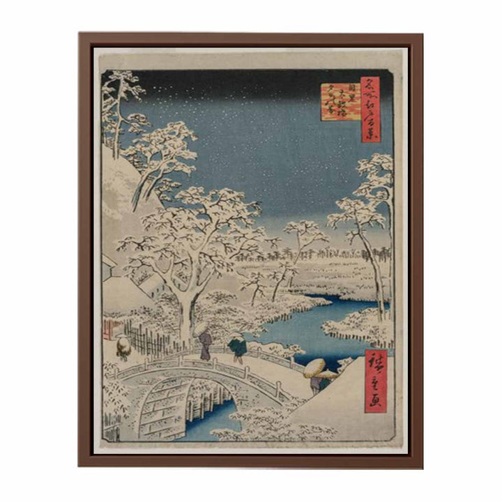 Drum bridge and Setting Sun Hill at Meguro from the series 100 Views of Edo Painting