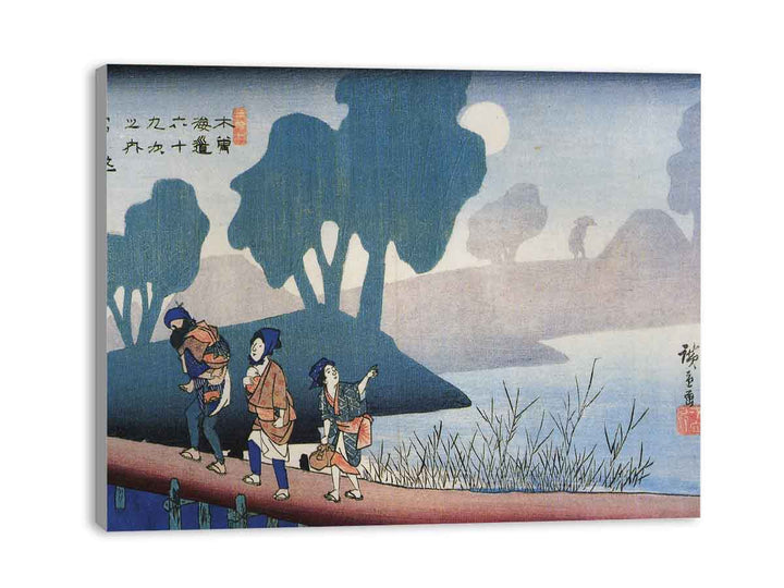 Hiroshige, A family in a misty landscape
