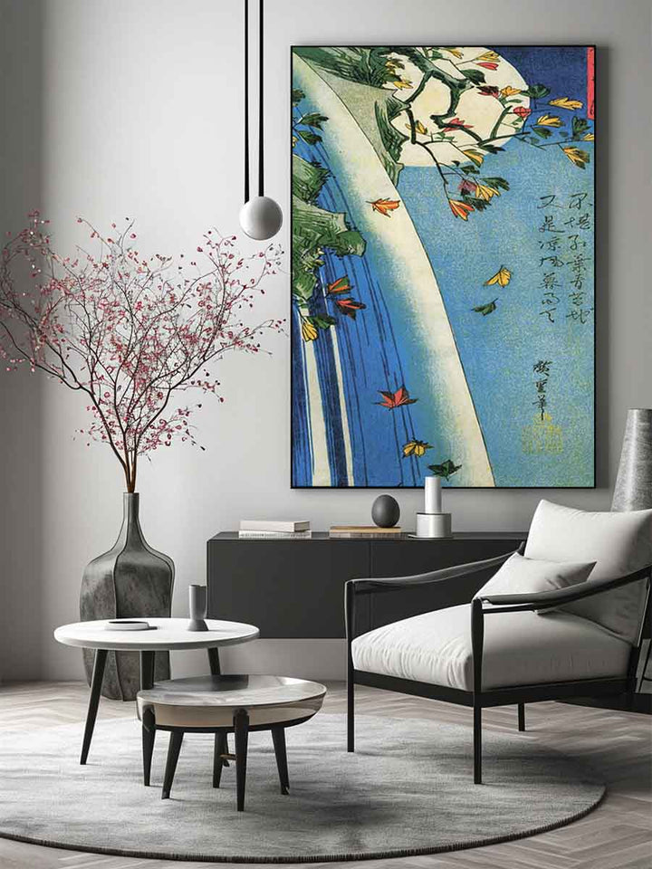 Hiroshige, The moon over a waterfall