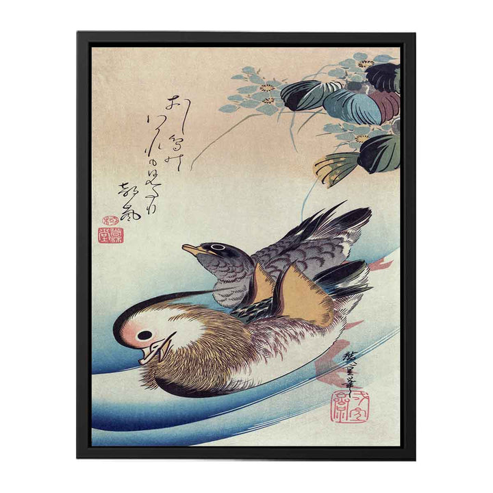 Mandarin duck woodcut