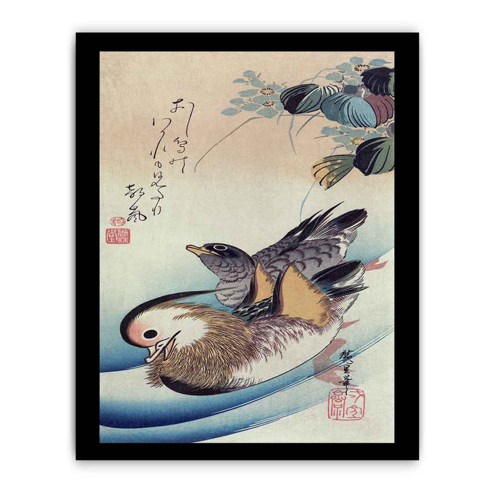 Mandarin duck woodcut