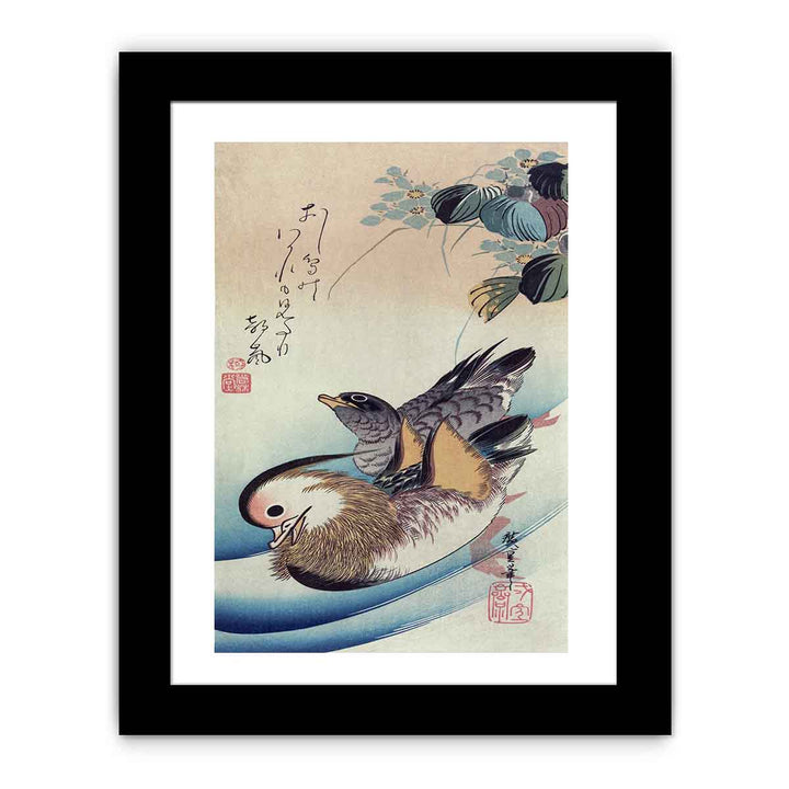 Mandarin duck woodcut