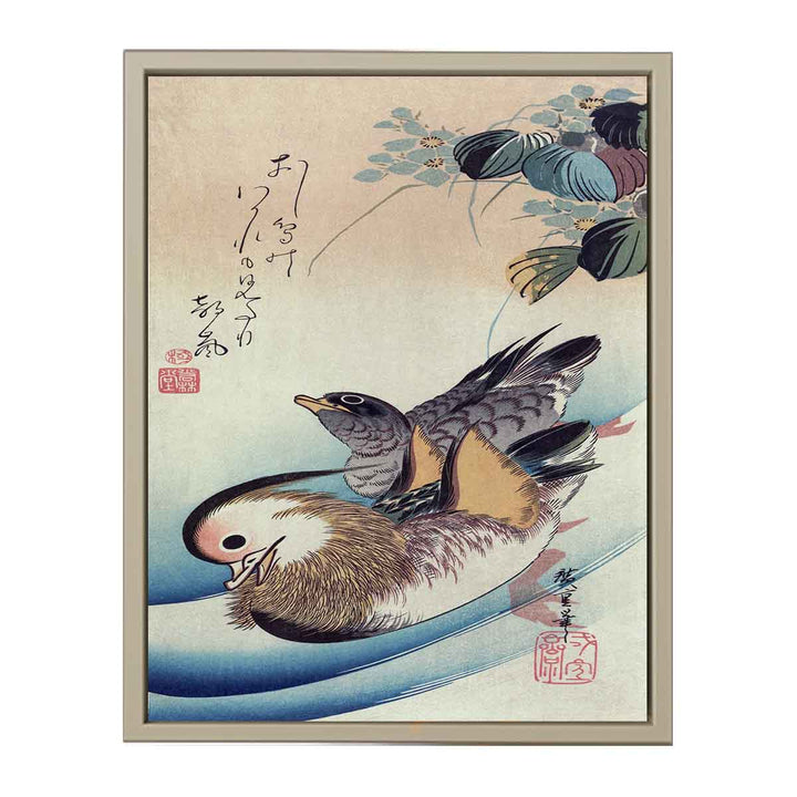 Mandarin duck woodcut
