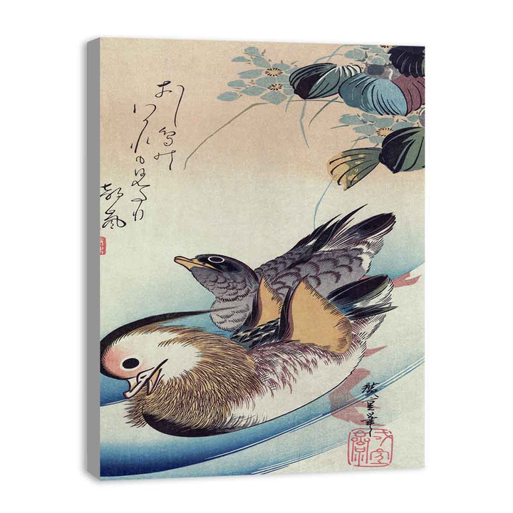 Mandarin duck woodcut