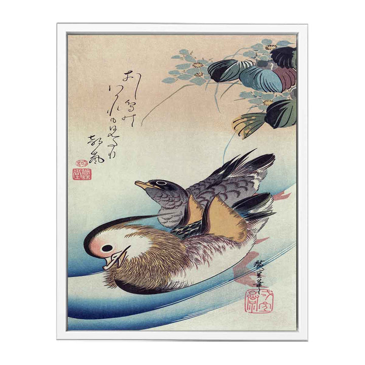 Mandarin duck woodcut