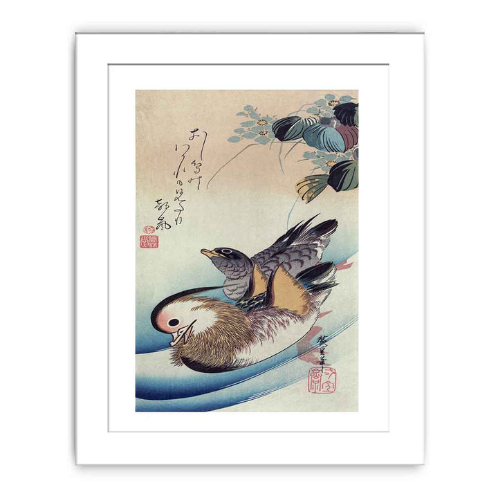 Mandarin duck woodcut