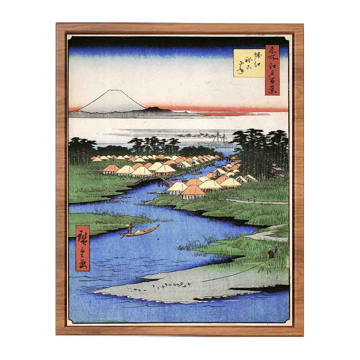 Hiroshige Men poling boats past a bank with willows