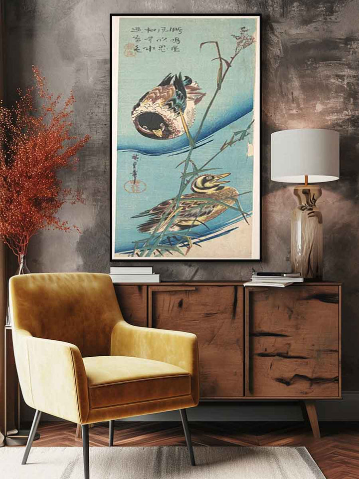 Mallard Ducks and Snow-covered Reeds MET