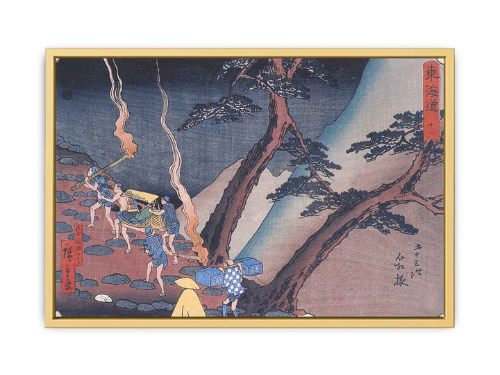 Travellers on a Mountain path at night