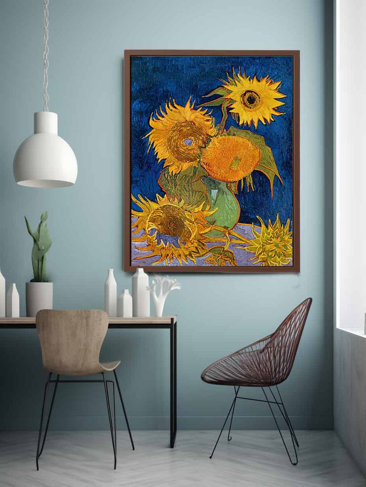 Sunflowers On Blue By Van Gogh