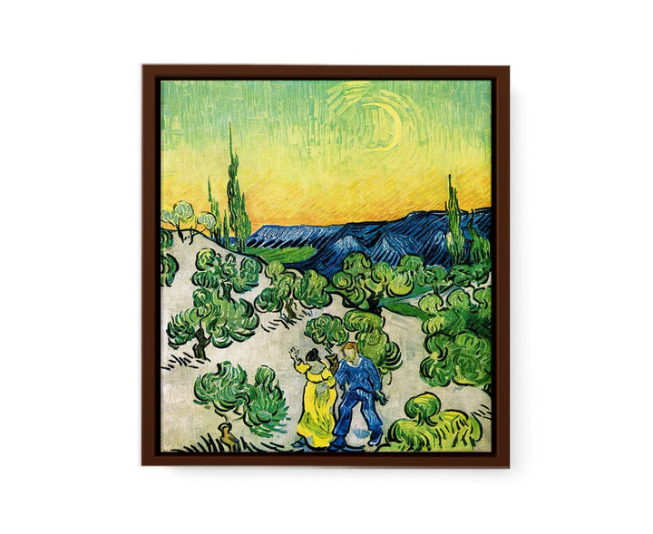 Couple In Olive tree with Crescent Moon Glish Painting