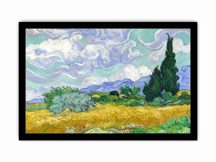 Wheat Field with Cypresses