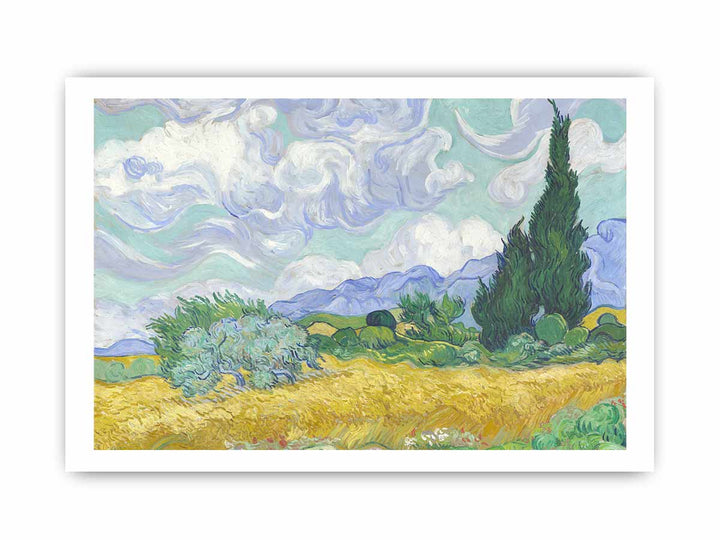 Wheat Field with Cypresses