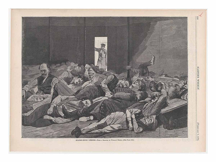Station-House Lodgers – From a Drawing by Winslow Homer (Harper's Weekly, Vol. XVIII)
