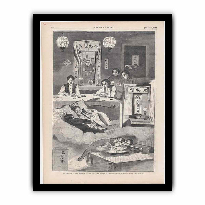 The Chinese in New York – Scene in a Baxter Street Club-House – Drawn by Winslow Homer