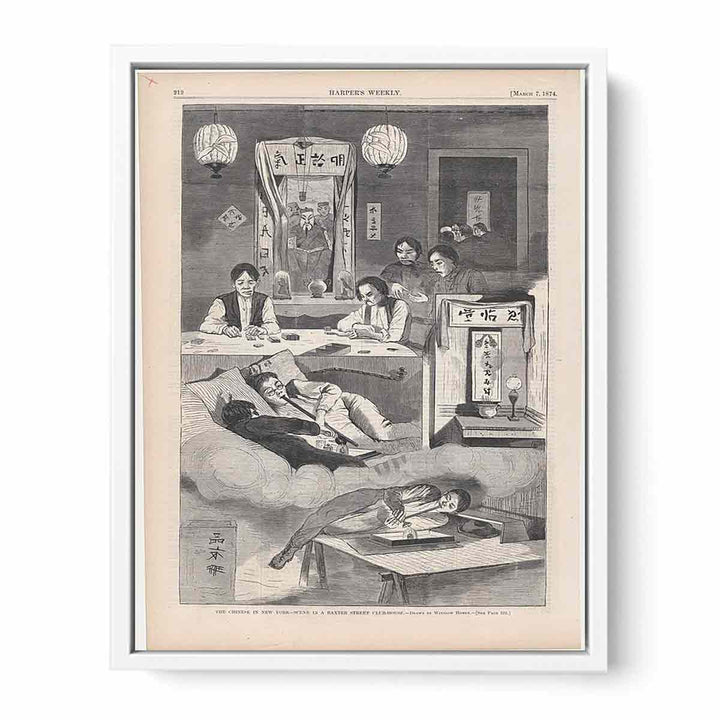 The Chinese in New York – Scene in a Baxter Street Club-House – Drawn by Winslow Homer