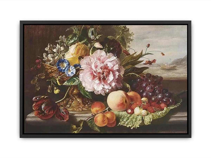 A Still Life With Flowers And Fruit