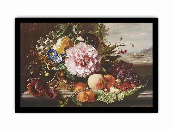 A Still Life With Flowers And Fruit