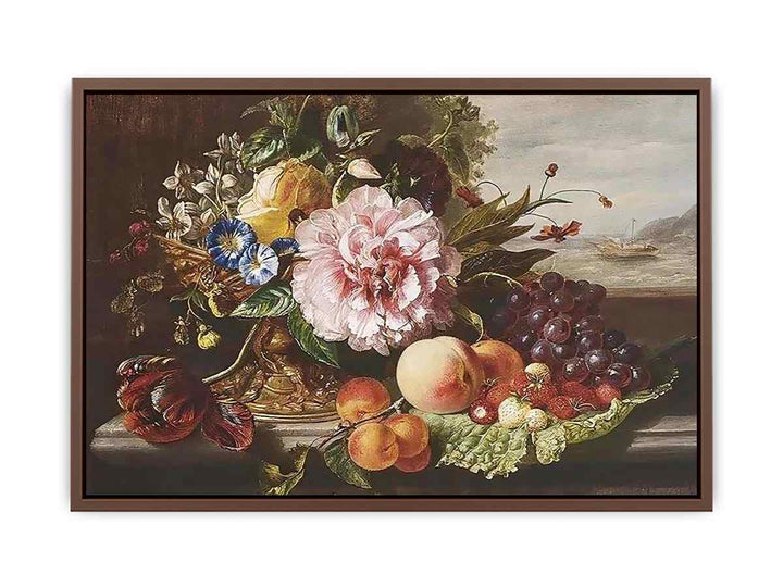 A Still Life With Flowers And Fruit