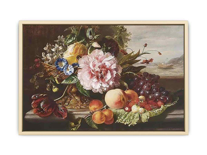 A Still Life With Flowers And Fruit
