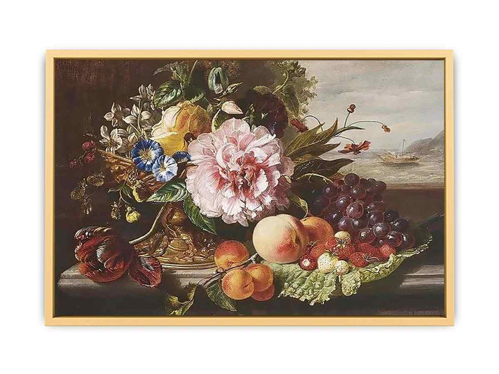A Still Life With Flowers And Fruit