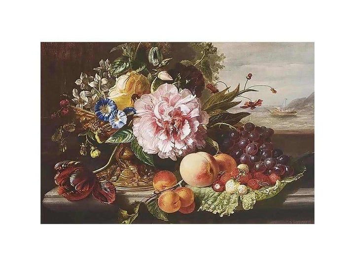 A Still Life With Flowers And Fruit