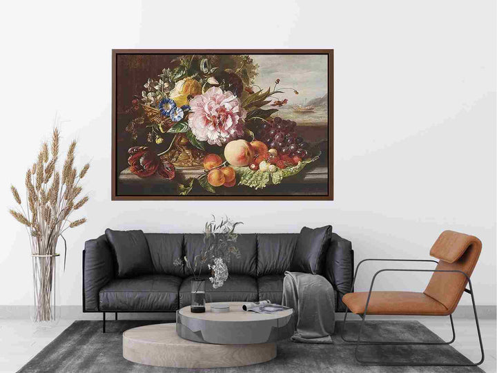 A Still Life With Flowers And Fruit