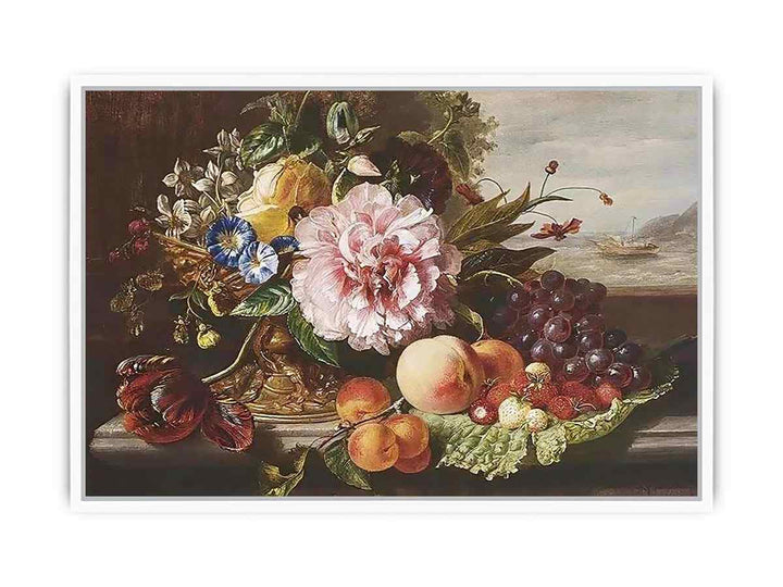 A Still Life With Flowers And Fruit