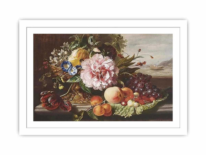 A Still Life With Flowers And Fruit