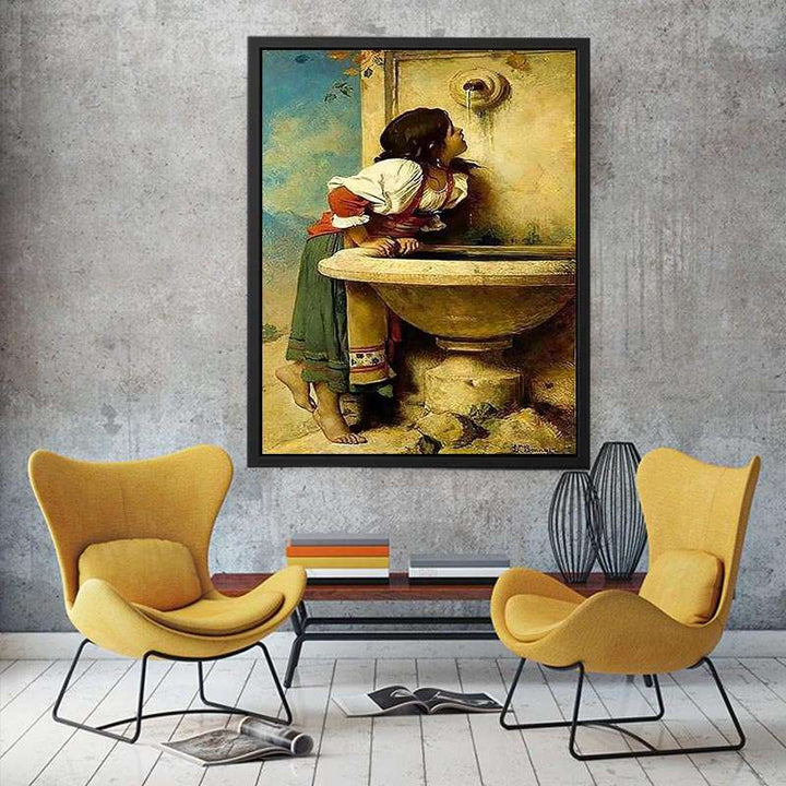 Roman Girl at a Fountain
