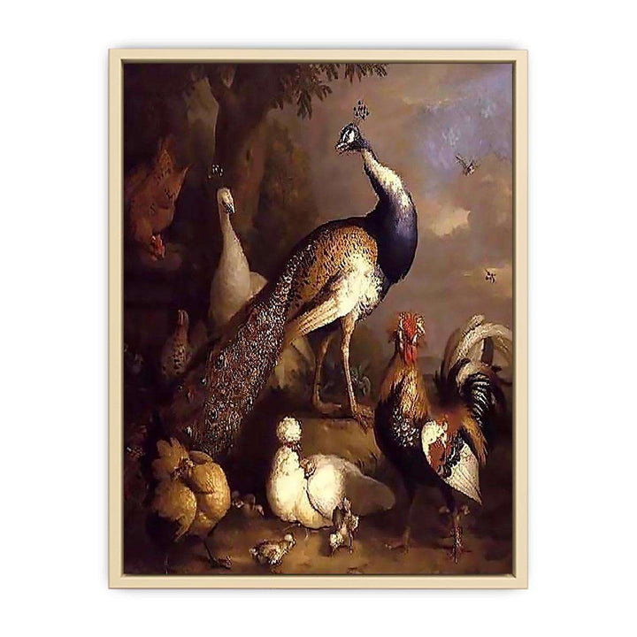 Peacock, Peahen and Poultry in a Landscape  Art Print