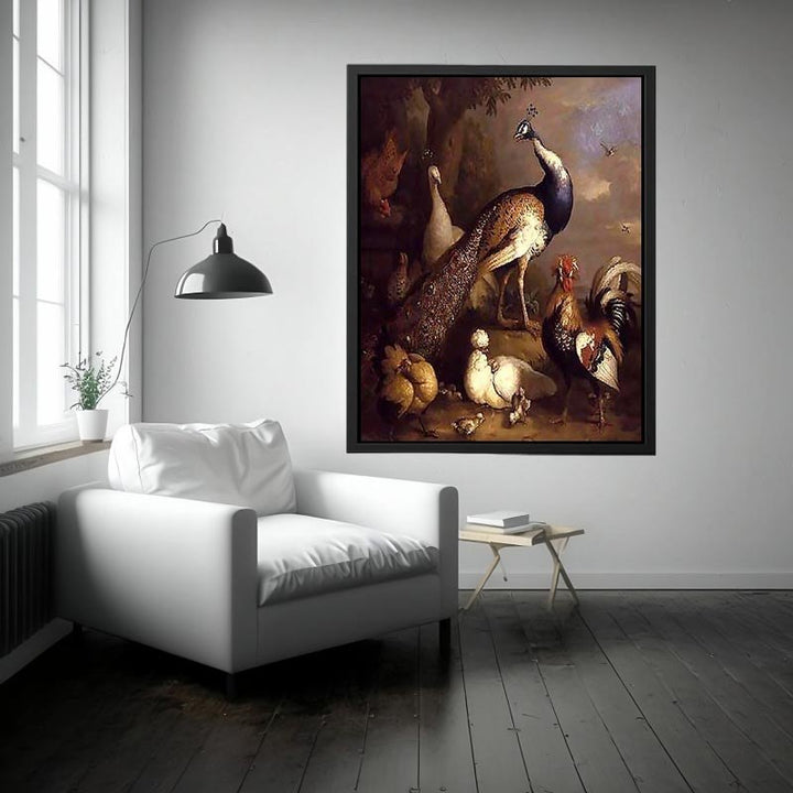 Peacock, Peahen and Poultry in a Landscape Painting