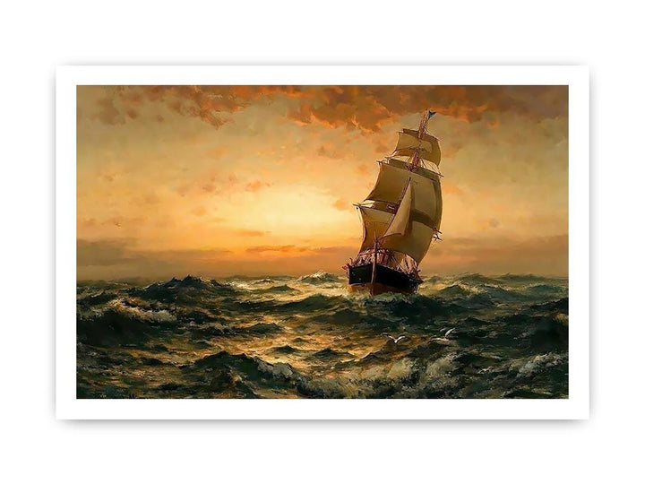 Ship at Sea, Sunset