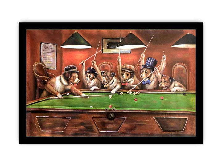 Dogs Playing Pool