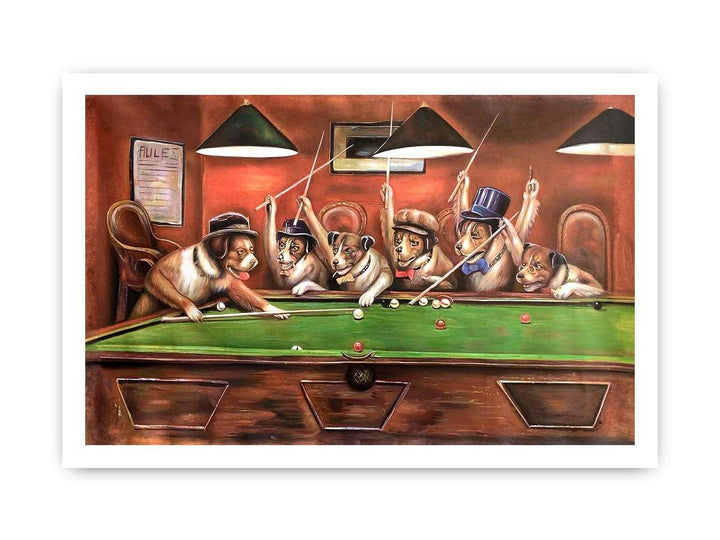 Dogs Playing Pool