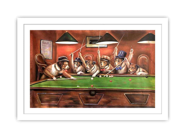 Dogs Playing Pool