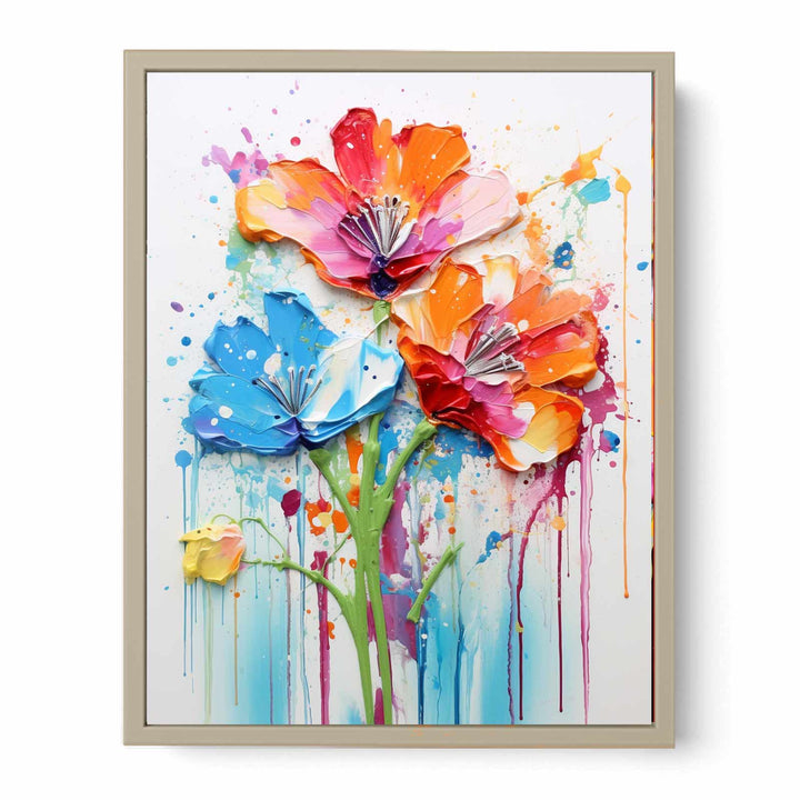 Color Drips Flower Art Painting