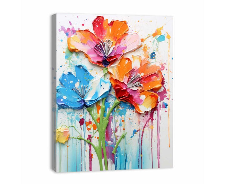 Color Drips Flower Art Painting