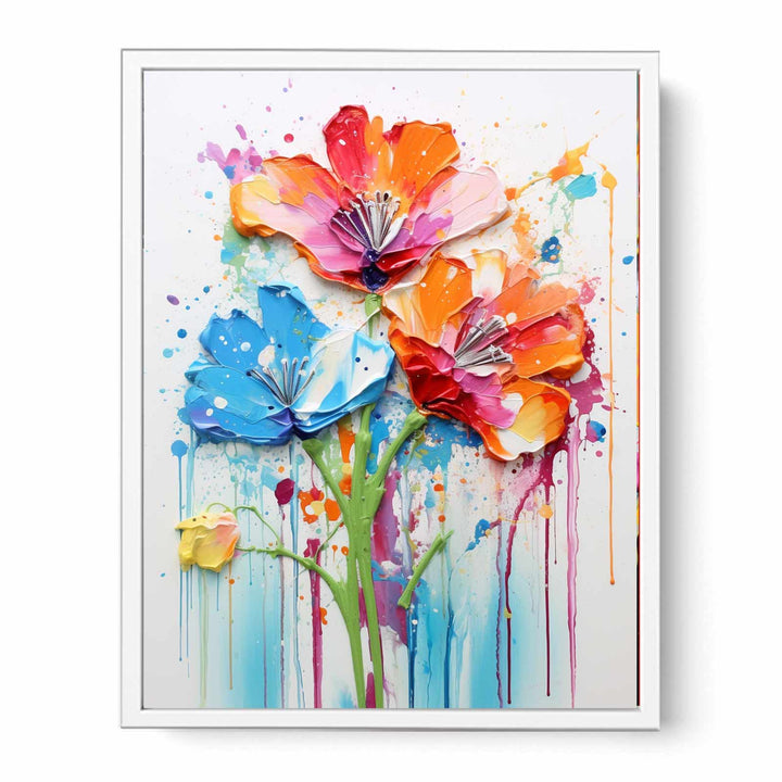 Color Drips Flower Art Painting