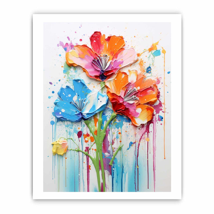 Color Drips Flower Art Painting
