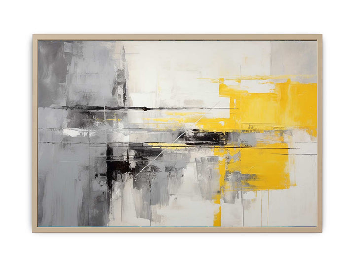 Grey Yellow  Art Painting  Framed Print