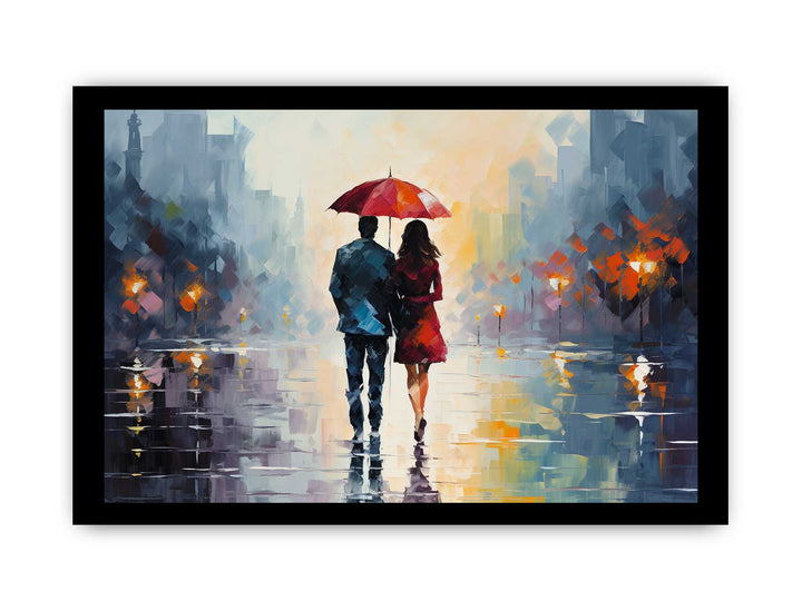 Man Woman Umbrella Art Painting