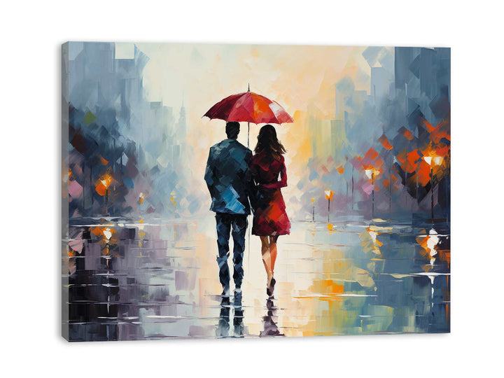 Man Woman Umbrella Art Painting
