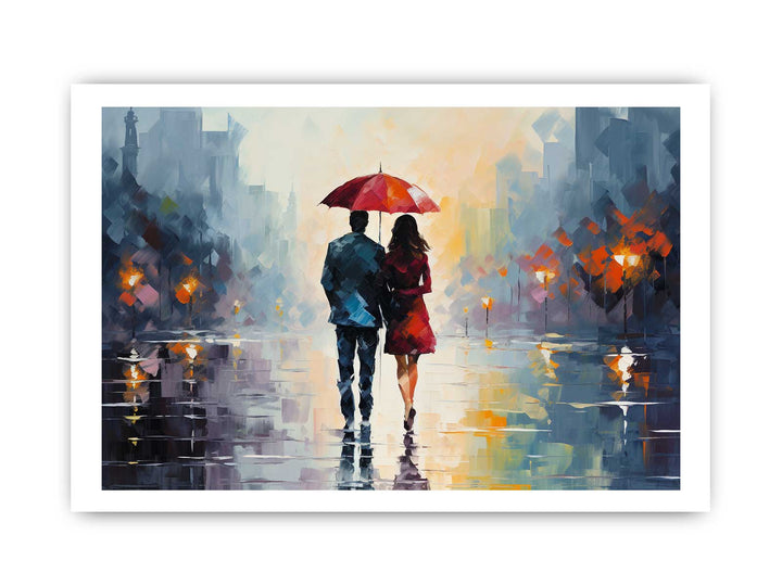 Man Woman Umbrella Art Painting