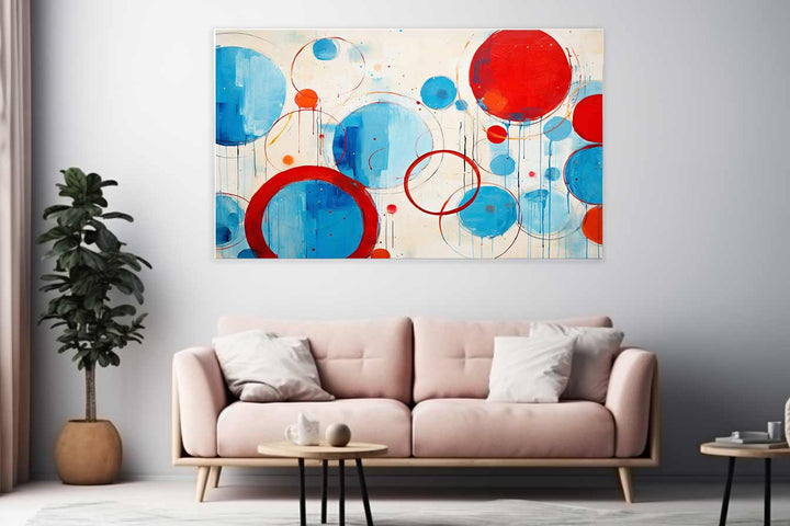 Blue Red Circle Art  Painting  