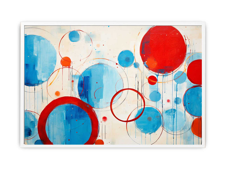 Blue Red Circle Art  Painting   Canvas Print