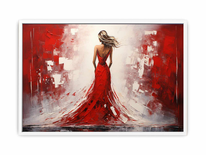 Beautiful Women Painting Red White    Canvas Print