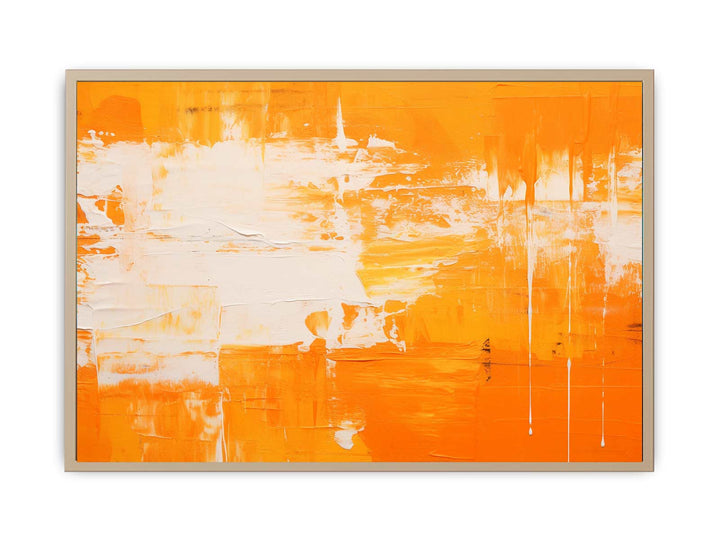 Orange White Lines Painting  Framed Print