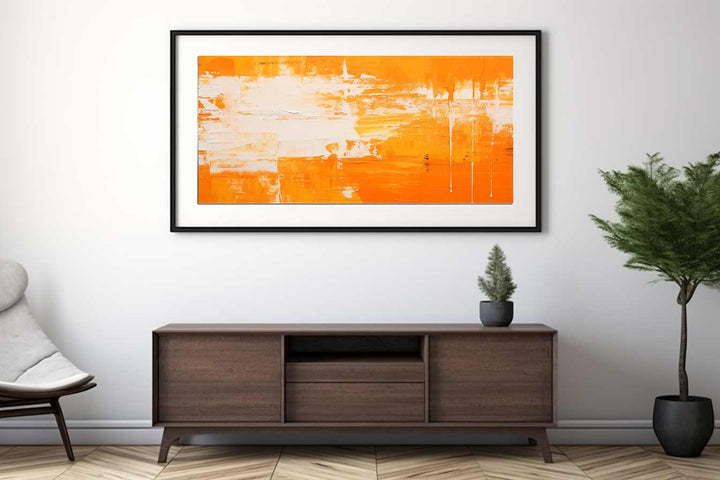 Orange White Lines Painting  